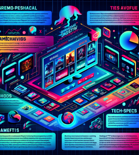 Colorful futuristic digital technology infographic with neon graphics